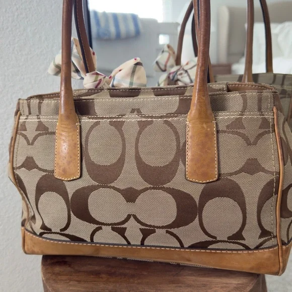 Coach Brown and Tan Signature Tote Bag - Picture 4 of 8